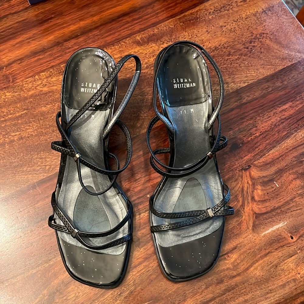 Stuart Weitzman Bloomer, Black Nappa sandals